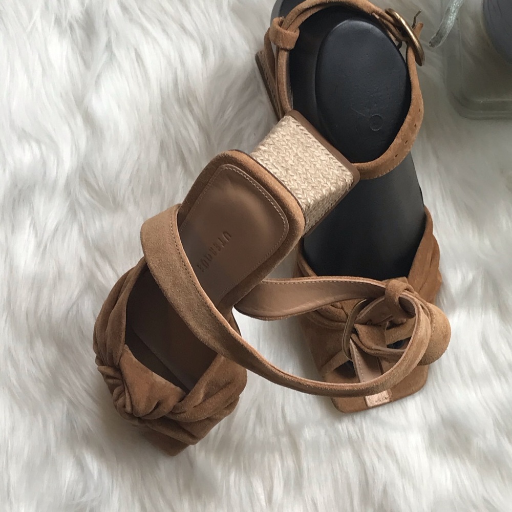 Sz 5 U..S. | ZARA UTERQUE | Tan Block Heel / Vamp Knot Sandals 💋 - Picture 8 of 10
